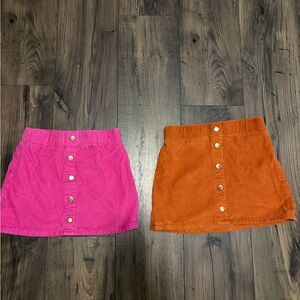 Isaac Mizrahi Pink and Orange Corduroy Mini Skirt Set